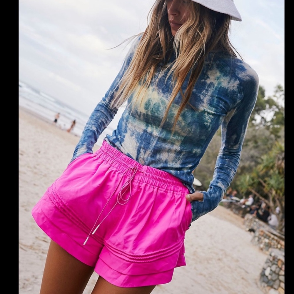 Free People Movement Check It Out Neon Pink Shorts M